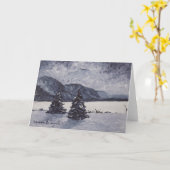 冬の夕べの挨拶状 カード (黄色い花)
