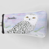 冬の夕日にスノーフクロウの名前を付ける色鉛筆 ゴルフヘッドカバー (正面)