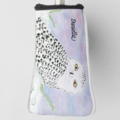 冬の夕日にスノーフクロウの名前を付ける色鉛筆 ゴルフヘッドカバー (回転90)