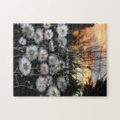 冬の夕日に向かって美しく新鮮なデイジー ジグソーパズル (横)