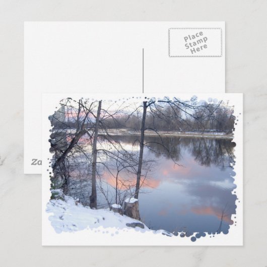 冬の夕日の日 ポストカード (正面/裏面)