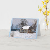 冬の夕暮れのカントリーハウス カード (黄色い花)