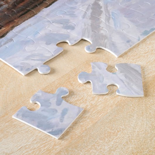 冬の夕暮れのカントリーハウス ジグソーパズル (側面)