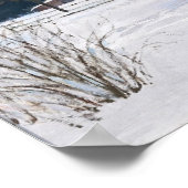 冬の夕暮れのカントリーハウス ポスター (角)