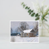冬の夕暮れのカントリーハウス ポストカード (スタンド正面)