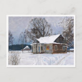 冬の夕暮れのカントリーハウス ポストカード (正面)