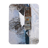 冬の夕暮れのカントリーハウス マグネット (縦)