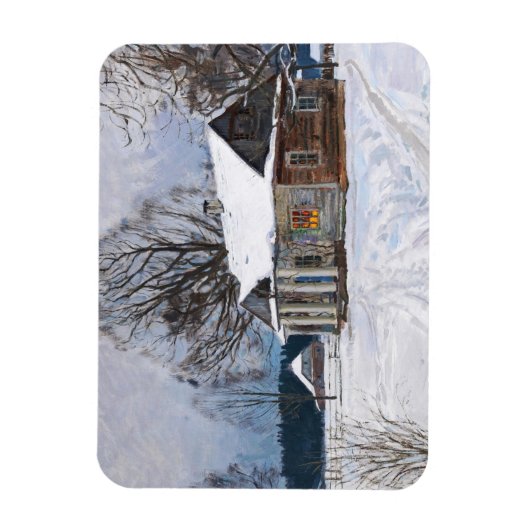 冬の夕暮れのカントリーハウス マグネット (縦)