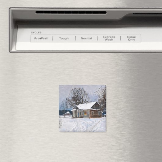 冬の夕暮れのカントリーハウス マグネット (インサイチュ (食洗機))