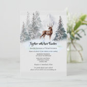 冬の夕暮れ色の青い水のスタグフォレストの設定 招待状 (スタンド正面)