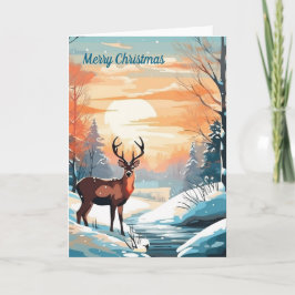 冬の夕焼けの鹿のカード カード