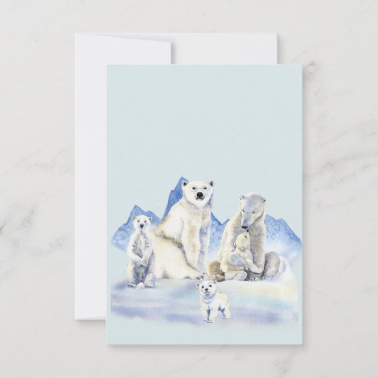 冬の外で寒いシロクマの赤ちゃんシャワー サンキューカード (裏面)