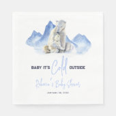 冬の外で寒いシロクマの赤ちゃんシャワー スタンダードランチョンナプキン (正面)