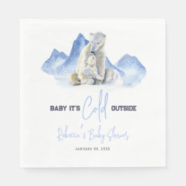 冬の外で寒いシロクマの赤ちゃんシャワー スタンダードランチョンナプキン