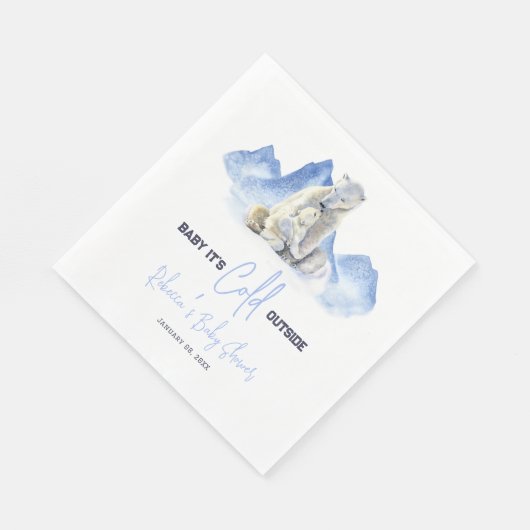 冬の外で寒いシロクマの赤ちゃんシャワー スタンダードランチョンナプキン (角)