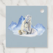 冬の外で寒いシロクマの赤ちゃんシャワー フェイバータグ (裏面)