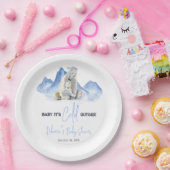 冬の外で寒いシロクマの赤ちゃんシャワー ペーパープレート (パーティー)