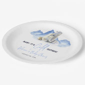 冬の外で寒いシロクマの赤ちゃんシャワー ペーパープレート (アングル)