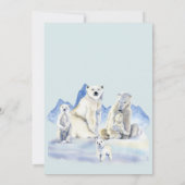 冬の外で寒いシロクマの赤ちゃんシャワー 招待状 (裏面)