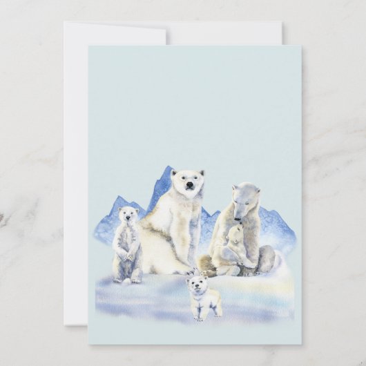 冬の外で寒いシロクマの赤ちゃんシャワー 招待状 (裏面)