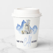 冬の外で寒いシロクマの赤ちゃんシャワー 紙コップ (裏面)