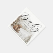 冬の外の寒い森林中性ベビーシャワー スタンダードカクテルナプキン (角)