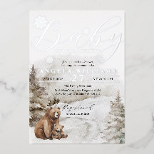 冬の外の寒い森林中性ベビーシャワー