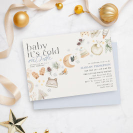 冬の外の寒い赤ちゃんシャワー少年 招待状