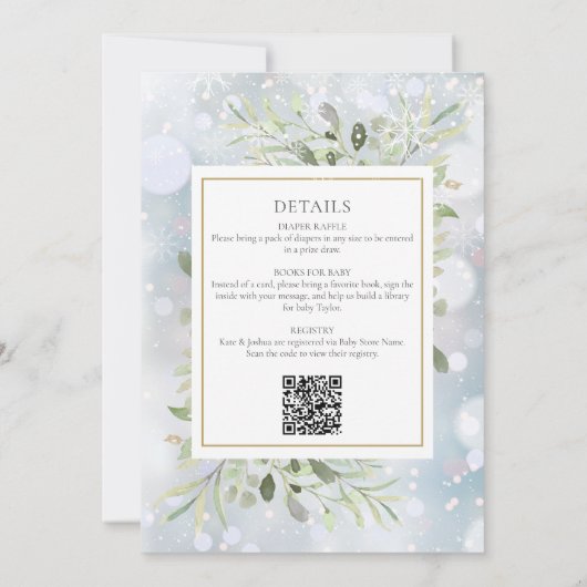 冬の外の寒さは、1つの赤ちゃんシャワーで 招待状 (裏面)