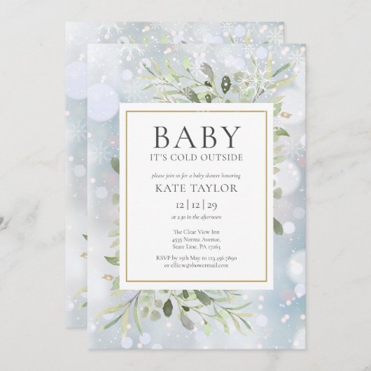 冬の外の寒さは、1つの赤ちゃんシャワーで 招待状 (正面/裏面)