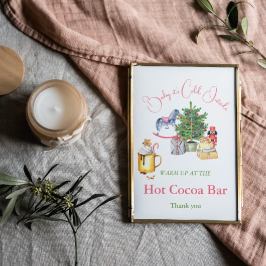 冬の外は寒いホットココアバーベビーシャワー ポスター