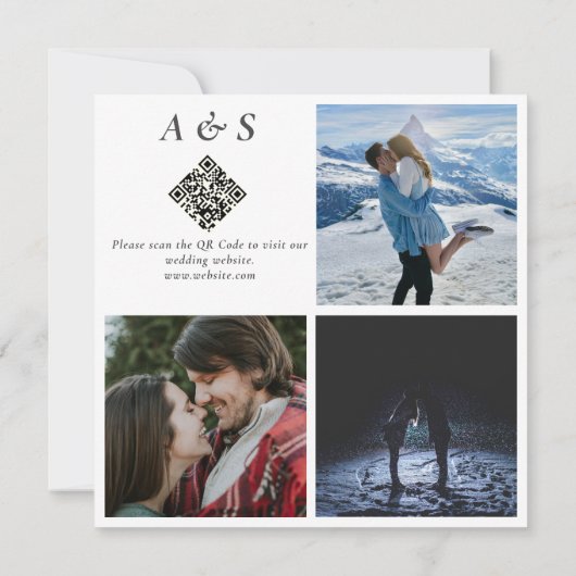 冬の夜と松のモダン木の水の色結婚の セーブザデート (裏面)