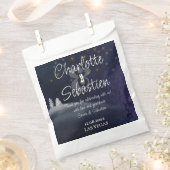 冬の夜と松のモダン木の水の色結婚の フェイバーバッグ (クリップ留めされた状態)