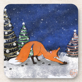 冬の夜にキツネを開く。 コースター
