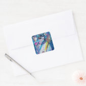 冬の夜にフクロウを持つ雪だるま スクエアシール (封筒)