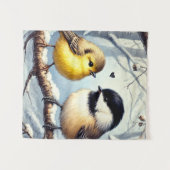 冬の夜に鳥凍っていを愛する タペストリー (正面(横))