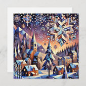 冬の夜のアートグリーティングカード (正面/裏面)