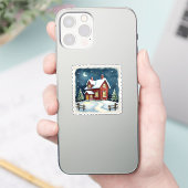冬の夜のキャビンスタンプ シール (スマートフォン)