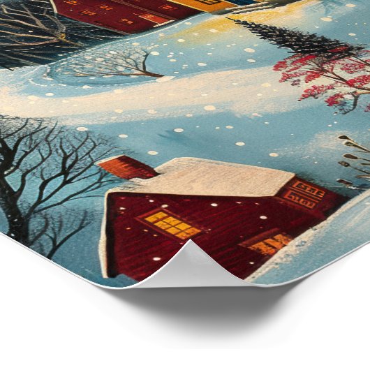 冬の夜のフォーク美術油絵ポスター ポスター (角)