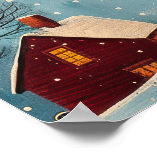 冬の夜のフォーク美術油絵ポスター ポスター (角)