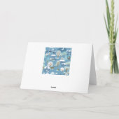 冬の夜のヴィンテージ村のシーン カード (裏面)