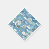 冬の夜のヴィンテージ村の動物のシーンかわいい スタンダードカクテルナプキン (角)