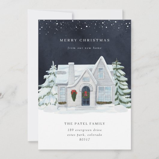 冬の夜の休暇引越し告知 案内状 (正面)