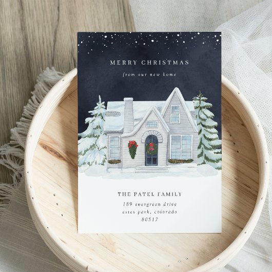 冬の夜の休暇引越し告知 案内状