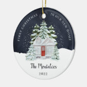 冬の夜の初めてのクリスマスが私たちの新しい家 セラミックオーナメント (左)