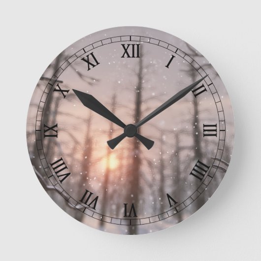 冬の夜の夢の時計 ラウンド壁時計 (正面)