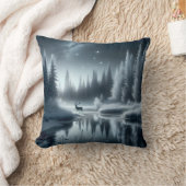 冬の夜の川の鹿 クッション (ブランケット)