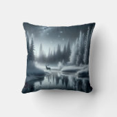 冬の夜の川の鹿 クッション (裏面)