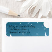 冬の夜の月と雪の結晶住所 シール (インサイチュ)