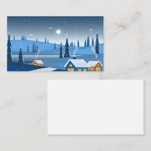 冬の夜の木の風景 エンクロージャーカード (正面/裏面)